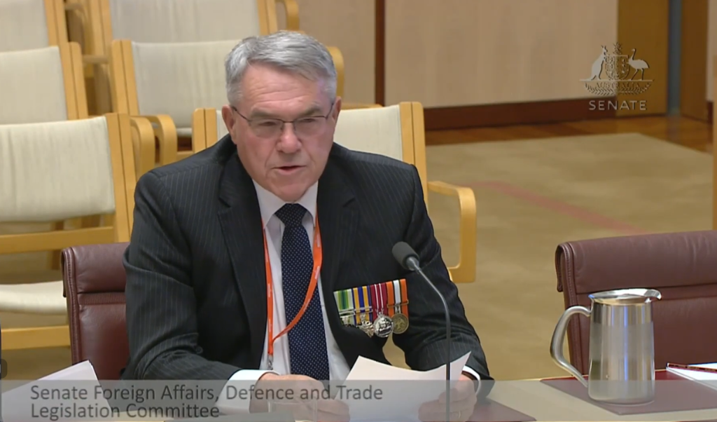Ian Lindgren giving evidence to the Senate Foreign Affairs, Defence and Trade Legislation Committee